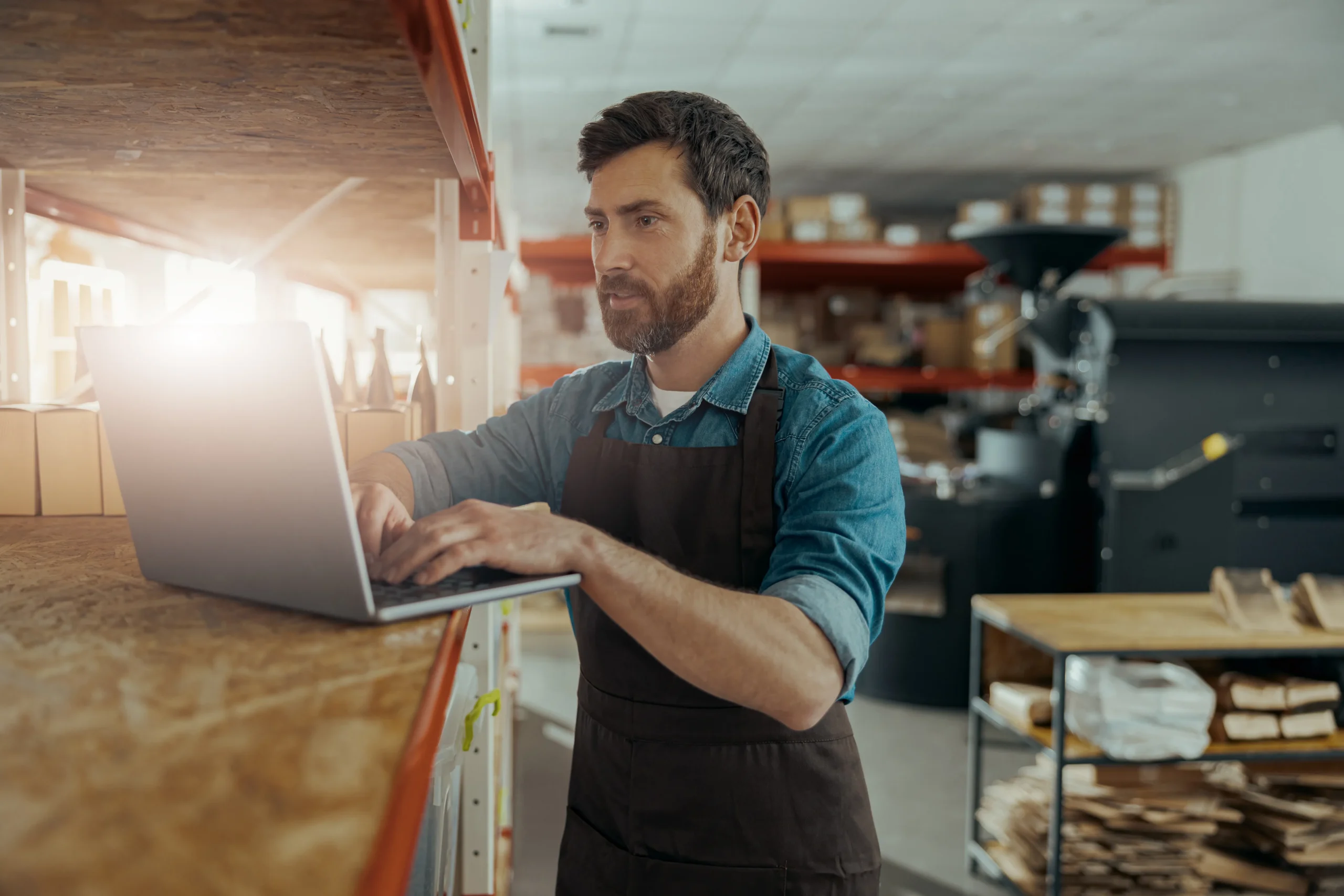 Man in his workshop in a self storage unit